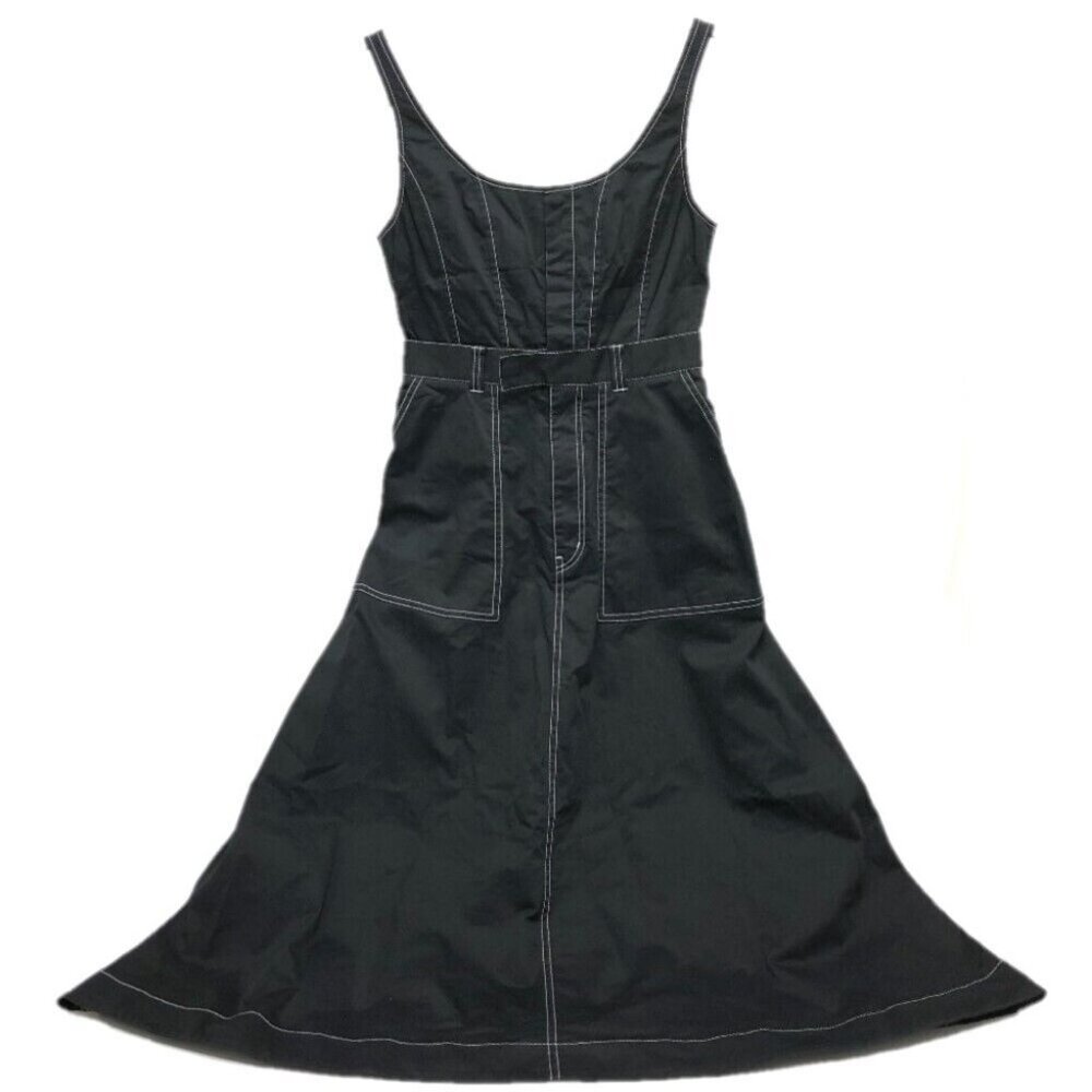 LE CIEL BLEU Sleeveless White stitching Dress cotton Black/White